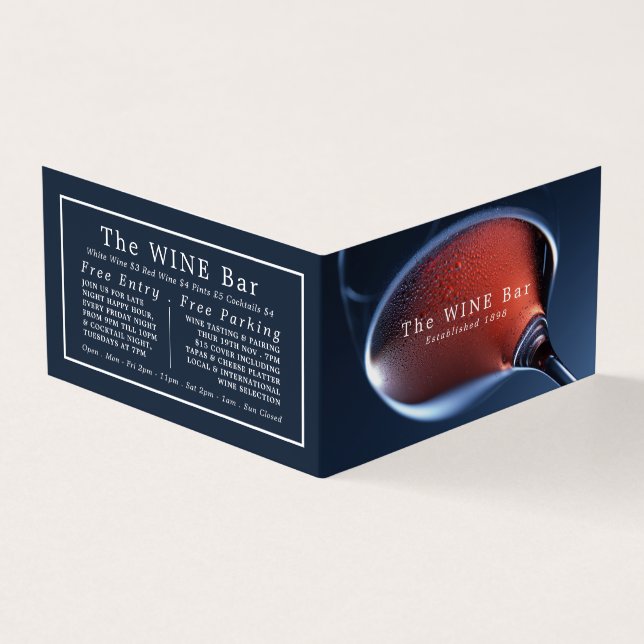 Pink Wine Glass, Wine Bar/Winery, Detailed Business Card (Outside)