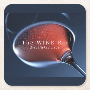 Pink Wine Glass, Wine Bar/Winery Square Paper Coaster
