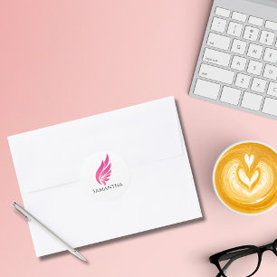 Pink Wing Cute Girly Aviation Women Simple  Classic Round Sticker