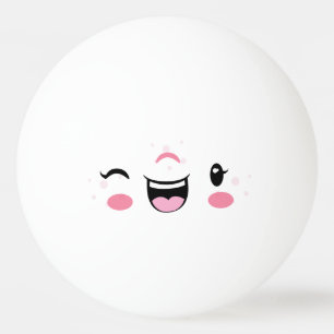 Pink Winking Kawaii Face Ping Pong Balls