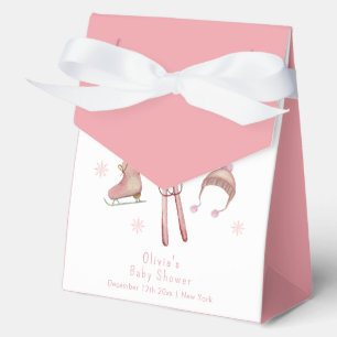 Pink Winter Après Bébé Ski Baby Shower  Favor Box