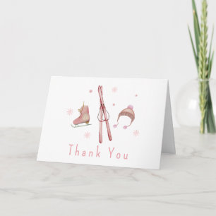 Pink Winter Après Bébé Ski Baby Shower Thank You Card