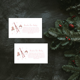 Pink Winter Après Bébé Ski Books For Baby Shower  Enclosure Card