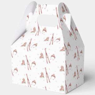 Pink Winter Après Bébé Ski Pattern Baby Shower  Favor Box