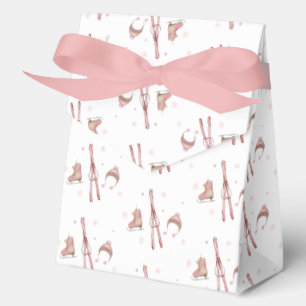 Pink Winter Après Bébé Ski Pattern Baby Shower Favor Box