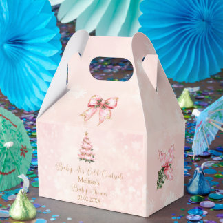 Pink Winter Baby Its Cold Outside Baby Shower Favor Box