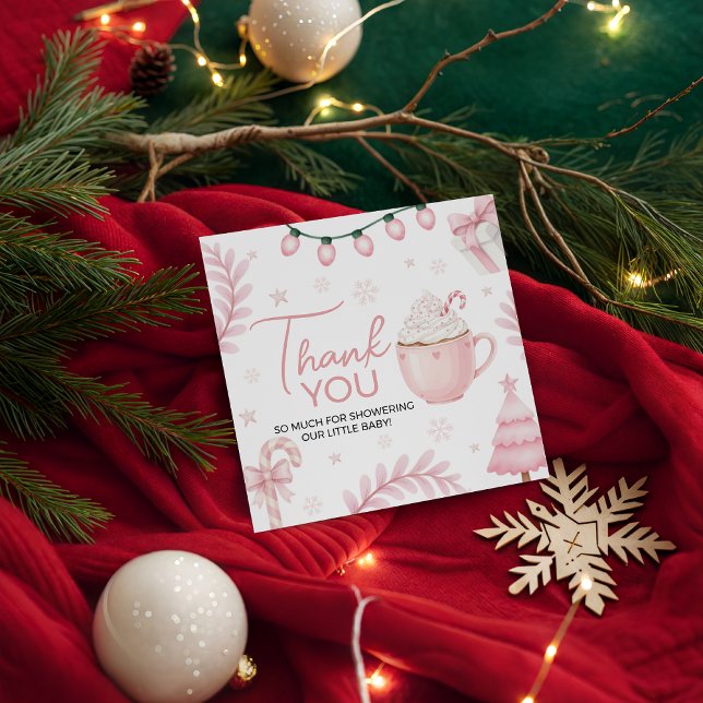 Pink Winter Baby Shower Favor Tag (Creator Uploaded)