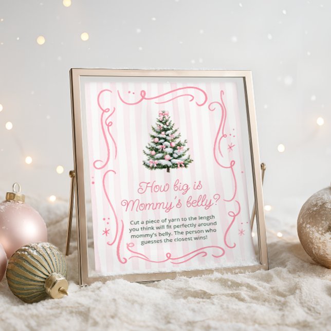 Pink Winter Baby Shower How Big is Mommy's Belly Poster (Creator Uploaded)