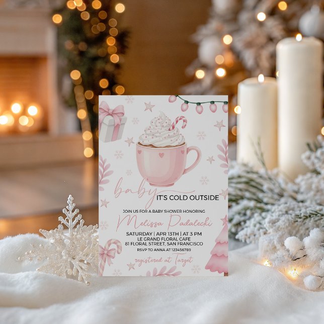 Pink Winter Baby Shower Invitation (Creator Uploaded)