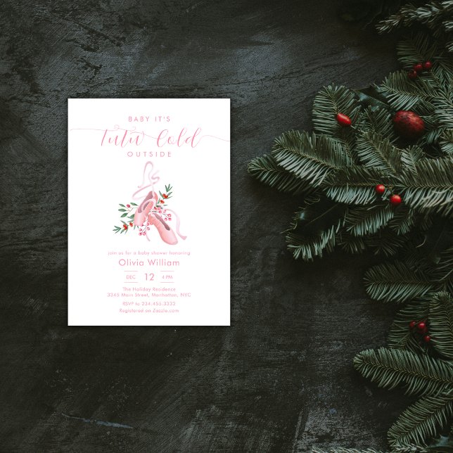 Pink Winter Ballerina Tutu Cold Baby Shower Invitation (Pink Winter Ballerina Tutu Cold Baby Shower Invitation)