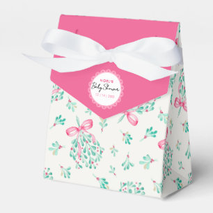 Pink Winter Botanical Baby Shower  Favor Box
