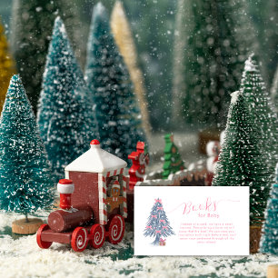 Pink Winter Bow Christmas Tree Books Baby Shower  Enclosure Card