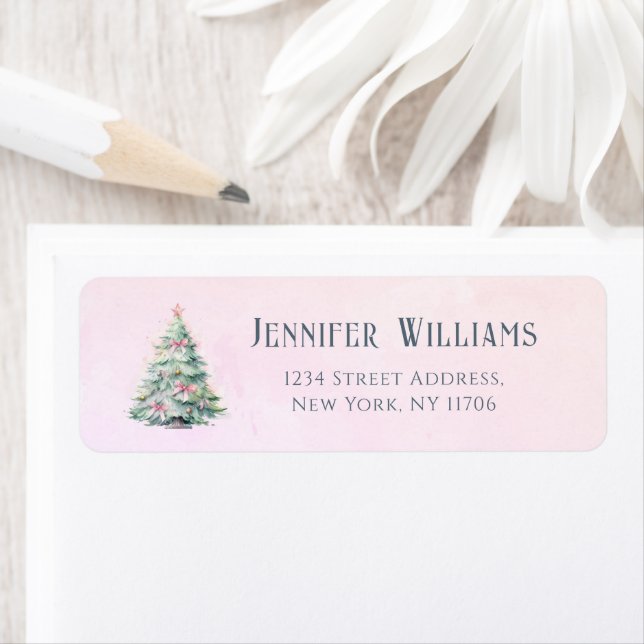 Pink Winter christmas tree Return Address  (Insitu)