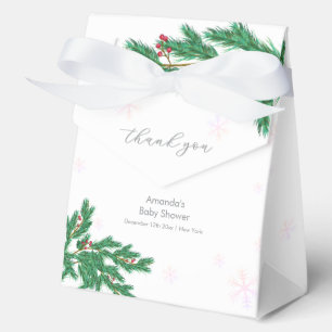 Pink Winter Clothesline Ornaments Baby Shower Favor Box