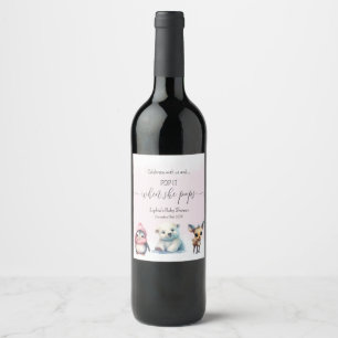 Pink Winter Cold Outside Girl Baby Shower Pop It Wine Label
