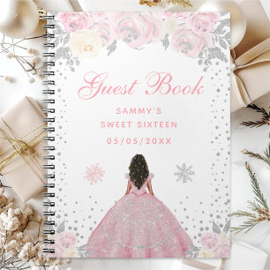 Pink Winter Dark Skin Princess Sweet Sixteen Notebook