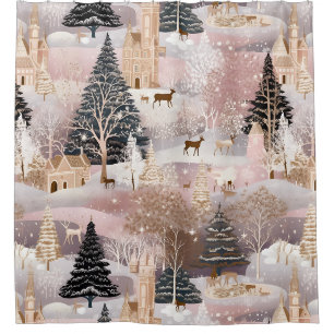 Pink Winter Deer Fantasy Castle Landscape (1)