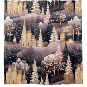 Pink Winter Deer Fantasy Castle Landscape (2)