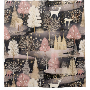 Pink Winter Deer Fantasy Castle Landscape (3)