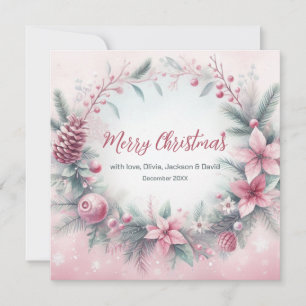 Pink Winter Frame Christmas Holiday Card