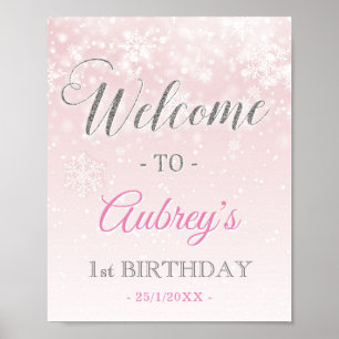 Pink Winter Frozen Customisée fille Affiche de bie