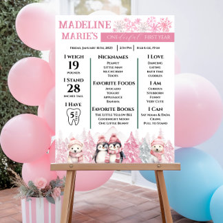 Pink Winter ONEderland Milestones Poster