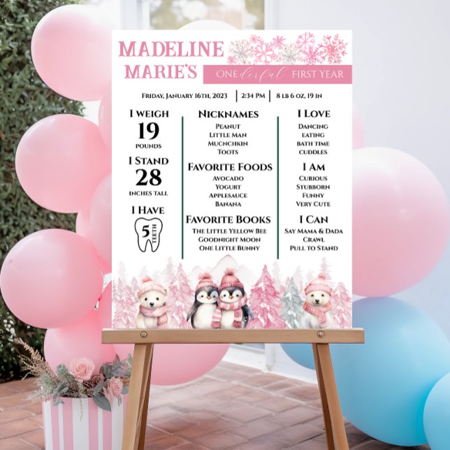 Pink Winter ONEderland Milestones Poster (Creator Uploaded)
