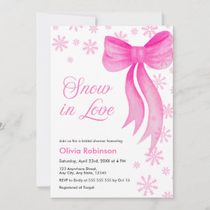 Pink Winter Snow in Love Snowflakes Bridal Shower Invitation