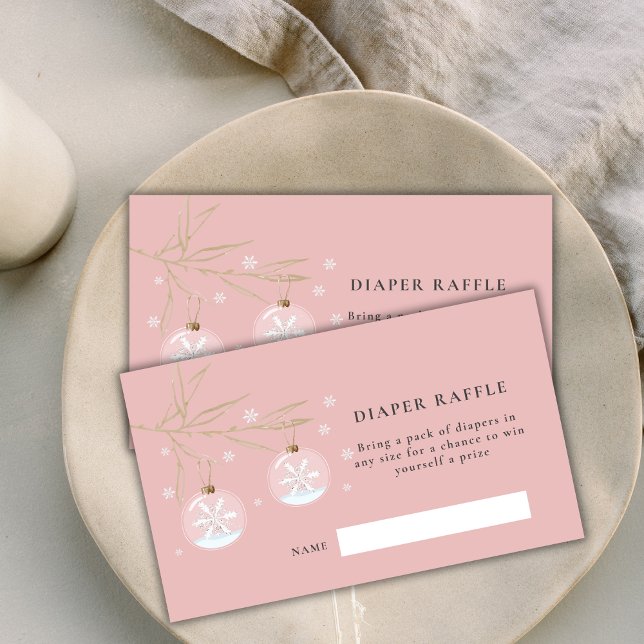 Pink Winter Snowflake Baby Shower Diaper Raffle Enclosure Card (Pink Winter Snowflake Baby Shower Diaper Raffle Enclosure Card)