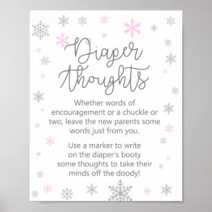 Pink Winter Snowflake Baby Shower Sign