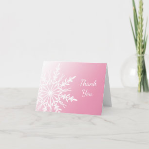 Pink Winter Snowflake Bridesmaid Thank You Card