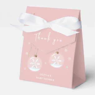 Pink Winter Snowflake Ornament Baby Shower Favor Box