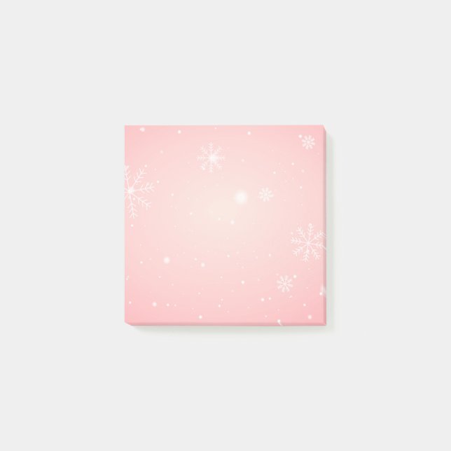 Pink Winter Snowflake Post it Notes (Front)