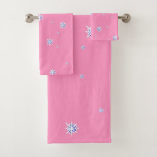 Pink Winter Snowflakes    Bath Towel Set