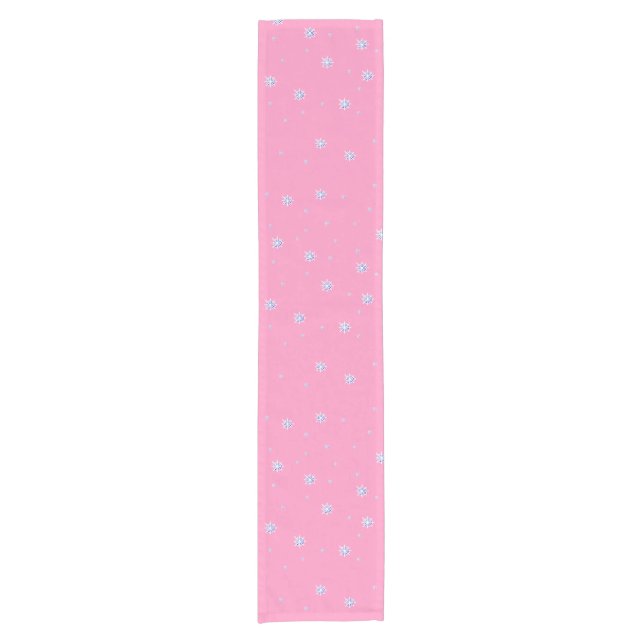 Pink Winter Snowflakes   Short Table Runner (Front)