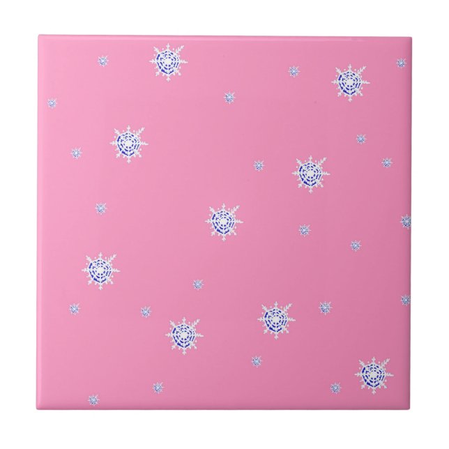 Pink Winter Snowflakes   Tile (Front)