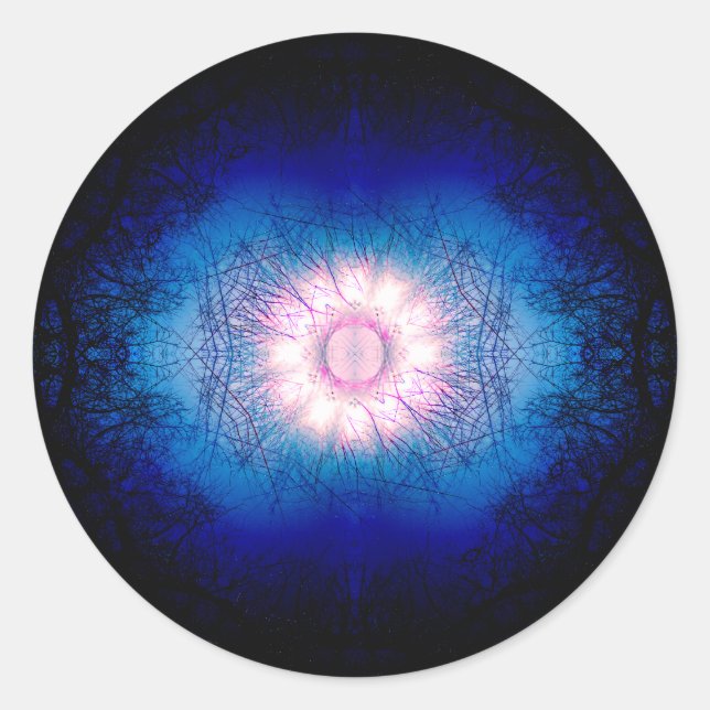 Pink Winter Sun Mandala Classic Round Sticker (Front)