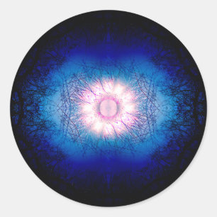 Pink Winter Sun Mandala Classic Round Sticker