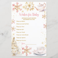Pink Winter Tea Party Baby Shower Wishes for Baby
