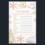 Pink Winter Tea Party Baby Shower Word Scramble<br><div class="desc">Baby Is Brewing Pink Winter Tea Party Baby Shower Word Scramble Game</div>