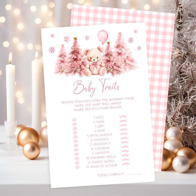 Pink Winter Teddy Bear Baby Traits Shower Game (Creator Uploaded)