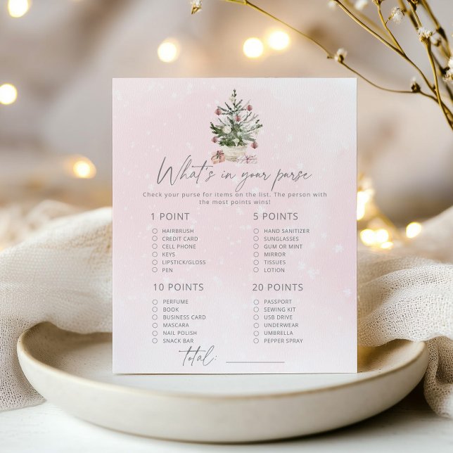 Pink Winter whats in your purse baby shower game (Creator Uploaded)