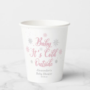 Pink Winter Wonderland Baby Shower Paper Cups