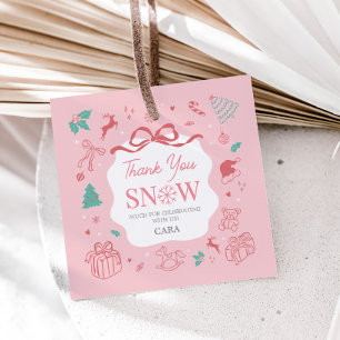Pink Winter Wonderland First Birthday Favor Tags