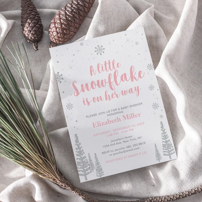 Pink Winter Wonderland, Girl Baby Shower/Sprinkle Invitation (Creator Uploaded)