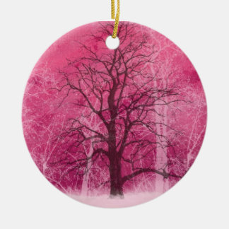 pink winter wonderland oranament ceramic ornament