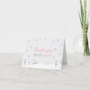 Pink Winter Wonderland - Thank you note card