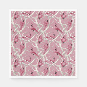 Pink Winter Woodland Christmas Cardinal Birds Napkin