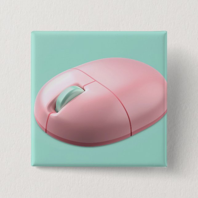 Pink wireless computer mouse 2 inch square button (Front)