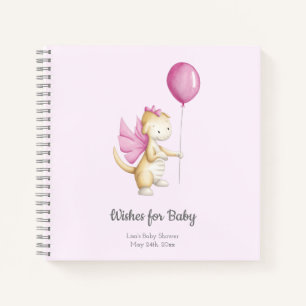 Pink Wishes for Baby Dragon Baby Shower Guest Book